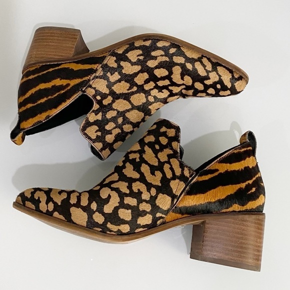 1.STATE Idania 2 Ankle Bootie Cow Hair Animal Print Size 10 - Picture 7 of 14